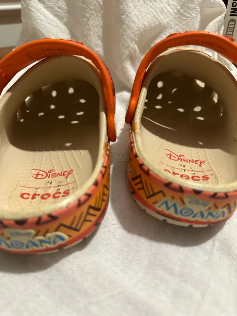 CROCS Kids Beige and Orange Moana Jibbitz Clog Shoes